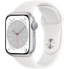 Умные часы Apple Watch Series 8 41 мм (алюминиевый корпус, серебристый/белый, спортивный силиконовый ремешок)